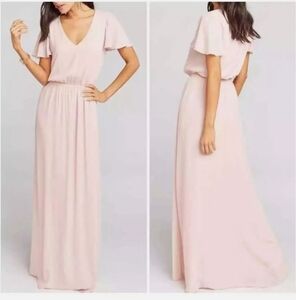 Show Me Your MuMu Michelle Flutter Sleeve Maxi Dress Pink Size Small